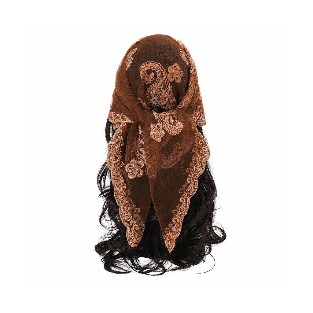Women’s Floral Embroidered Sheer Lace Head Scarf